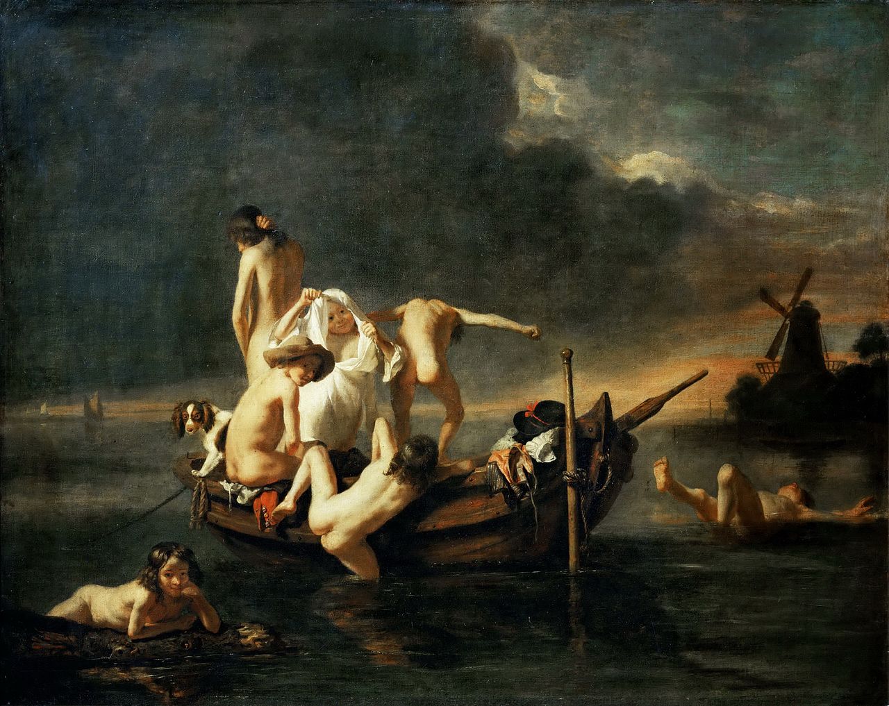 Badende Kinder, ca. 1660. Public Domain. Öl auf Leinwand. Nicolaes Maes. Louvre Museum